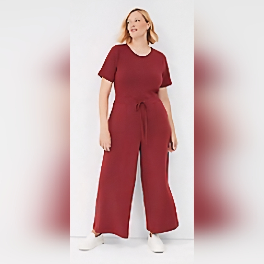 Lane Bryant Wide Leg Jumpuit 22/24 NWT Red Burgundy